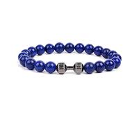 KYINYUECH 1pc Dumbbells For Men Beads Bracelet Natural Black Volcanic Lava Stone Barbell Bracelets