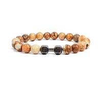 KYINYUECH 1pc Dumbbells For Men Beads Bracelet Natural Black Volcanic Lava Stone Barbell Bracelets