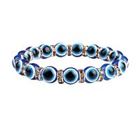 KYINYUECH 1pc Eye Resin Beads Elastic Bracelets Handmade Women's 10mm Round Shape Evil Eye Beads Bracelet Men Gifts