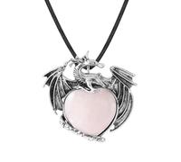KYINYUECH 1pc Flying Dragon Necklace Natural Stone Heart-Shaped Pendant Men Women Necklace Gift