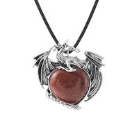 KYINYUECH 1pc Flying Dragon Necklace Natural Stone Heart-Shaped Pendant Men Women Necklace Gift