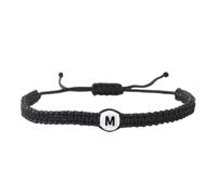 KYINYUECH 1pc Hand Woven Acrylic Bracelet With 26 English Letters Black And White Color Hand Rope Bracelet