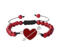 KYINYUECH 1pc Heart Shape Pendant Braided Bracelet 6mm Red Line Couple Bangles Chain Gift