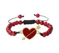 KYINYUECH 1pc Heart Shape Pendant Braided Bracelet 6mm Red Line Couple Bangles Chain Gift