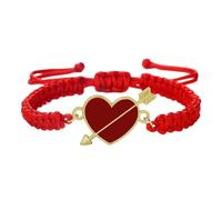 KYINYUECH 1pc Heart Shape Pendant Braided Bracelet Handmade Red String Couple Bnagles Chain Gift