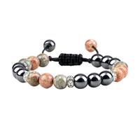 KYINYUECH 1pc Hematite Beaded Bracelests Natural Tiger Eye Black Lava Stone Handmade Adjustable Bracelets For Men