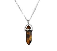 KYINYUECH 1pc Hexagonal Bullet Amethyst Necklace Women Natural Stone Pendant Quartz Pendulum Necklace