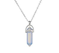 KYINYUECH 1pc Hexagonal Bullet Amethyst Necklace Women Natural Stone Pendant Quartz Pendulum Necklace