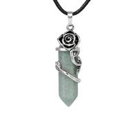 KYINYUECH 1pc Hexagonal Necklace Natural Stone Pendant Necklaces Amethysts Rose Flower Quartz Pendants