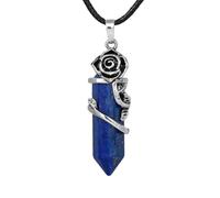 KYINYUECH 1pc Hexagonal Necklace Natural Stone Pendant Necklaces Amethysts Rose Flower Quartz Pendants