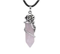 KYINYUECH 1pc Hexagonal Necklace Natural Stone Pendant Necklaces Amethysts Rose Flower Quartz Pendants