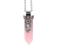 KYINYUECH 1pc Hexagonal Pendant Necklace Natural Stone Amethyst Rose Quartz Pendants For Women Men