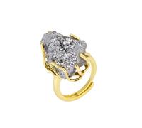 KYINYUECH 1pc Irregular Ring Gold Color Rainbow White Stone Finger Rings Adjustable Gift
