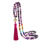 KYINYUECH 1pc Life Tree Spacer Beaded Bracelet 108 Beads Onyx Blue Purple Agate Tassel Necklace Women Men Handmade
