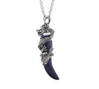 KYINYUECH 1pc Man Necklace Dragon Natural Stone Pink Quartz Obsidian Amethyst Pendant Stainless Steel Necklaces