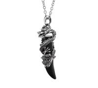 KYINYUECH 1pc Man Necklace Dragon Natural Stone Pink Quartz Obsidian Amethyst Pendant Stainless Steel Necklaces