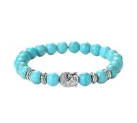 KYINYUECH 1pc Men Buddha Head Beaded Bracelets Natural Tiger Eye Stone Volcanic Rock Malachite Pink Quartz Women Bangles Gifts