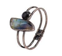 KYINYUECH 1pc Moon Cuff Bangle Natural Stone Labradorite Pink Open Bracelet For Women