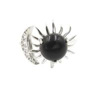 KYINYUECH 1pc Moon Sun Natural Stone Open Ring Adjustable Amethysts Pink Quartz Tiger Eye Stones Rings