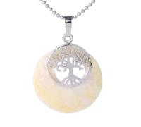 KYINYUECH 1pc Natural Abalone Shell Necklaces Pendants Colorful Pink Yellow Seashell Round Beads Tree Of Life Pendant Women