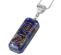 KYINYUECH 1pc Natural Chip Stone Pendant Rectangle Resin Spiral Copper Wire Pendants Necklaces