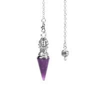 KYINYUECH 1pc Natural Round Cone Pendant Pendulum Amethyst Fluorite Clear Quartz Pendulo