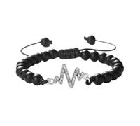 KYINYUECH 1pc Natural Stone Beads Bracelet Malachite Lava Bangle Adjustable Electrocardiogram Pendant Wristband Women Men Gift
