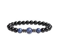 KYINYUECH 1pc Natural Stone Beads Handmade Bracelets Black Agates With Tiger Eye Elastic Bracelet Women Men Gifts