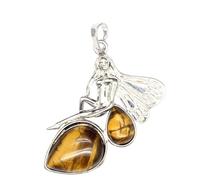 KYINYUECH 1pc Natural Stone Bee Fairy Pendant For Necklace Pink Small Accessories