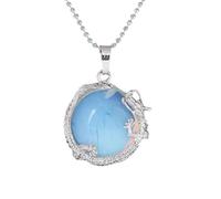 KYINYUECH 1pc Natural Stone Dragon Pendants Necklace Quartz Green Aventurine Blue Sand Stone Opal Necklaces Pendants Gift