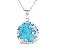 KYINYUECH 1pc Natural Stone Dragon Pendants Necklace Quartz Green Aventurine Blue Sand Stone Opal Necklaces Pendants Gift