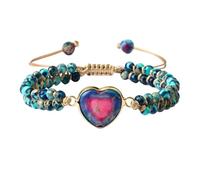 KYINYUECH 1pc Natural Stone Heart Shape Macrame Bracelet Women Men Handmade Adjustable Braided Bangles Gift