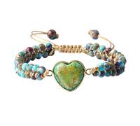 KYINYUECH 1pc Natural Stone Heart Shape Macrame Bracelet Women Men Handmade Adjustable Braided Bangles Gift