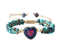 KYINYUECH 1pc Natural Stone Heart Shape Macrame Bracelet Women Men Handmade Adjustable Braided Bangles Gift