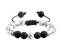 KYINYUECH 1pc Natural Stone Lava Beads Bracelet Men's Handmade Malachite Howlite Hematite Stretch Bangles