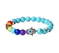 KYINYUECH 1pc Natural Stone Multicolor Beads Bracelets Tiger Eye Malachite Stretch Bangle Women Men Wristband Gift