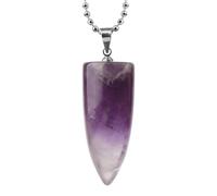 KYINYUECH 1pc Natural Stone Necklace For Men Bullet Pendants Quartz Lapis Lazuli Amethysts Black Obsidian Necklace
