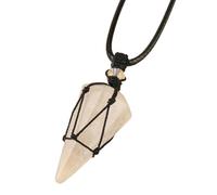 KYINYUECH 1pc Natural Stone Necklace Pendants Roses Quartz Black Rope Wrap Amethysts Lapis Lazuli Necklace For Men