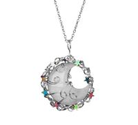 KYINYUECH 1pc Natural Stone Necklaces Moon Star Amethyst Necklace Wire Wrap Handmade Quartz Pendant