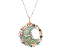 KYINYUECH 1pc Natural Stone Necklaces Moon Star Amethyst Necklace Wire Wrap Handmade Quartz Pendant