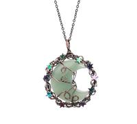 KYINYUECH 1pc Natural Stone Necklaces Moon Star Amethyst Quartz Pendant Wire Wrap Handmade Necklace