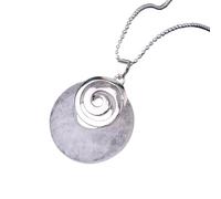 KYINYUECH 1pc Natural Stone Necklaces & Pendants Hollow Round Spiral Black Agates Lava Pendulum For Women