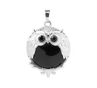 KYINYUECH 1pc Natural Stone Owl Pendants For Necklaces White Pink Quartz Opal Lapis Lazuli Pendant