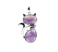 KYINYUECH 1pc Natural Stone Pendant Amethyst Tiger Eye Green Aventurine Pink Cat Shape Pendant