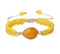 KYINYUECH 1pc Natural Stone Pendant Bracelet Round Square Yellow 4mm Bead Braided Rope Bangles For Woman Man
