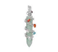 KYINYUECH 1pc Natural Stone Pendant Hexagon Wire Wrapped Chip Beads Amethysts Pendants For Making Necklace