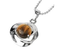 KYINYUECH 1pc Natural Stone Pendant Necklace Silver Color Rose Flower Cabochon Pendants Women