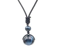 KYINYUECH 1pc Natural Stone Pendant Necklaces Purple Beads Round Ball Necklaces For Female Men