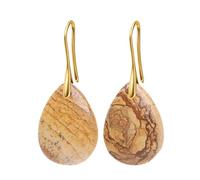 KYINYUECH 1pc Natural Stone Pendant Women's Teardrop Earrings Gift Black Obsidian Amethyst Rose Quartz Gold Color Earrings