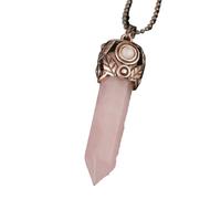KYINYUECH 1pc Natural Stone Pendants Red Copper Hexagonal Column Pendant Female Men Necklaces